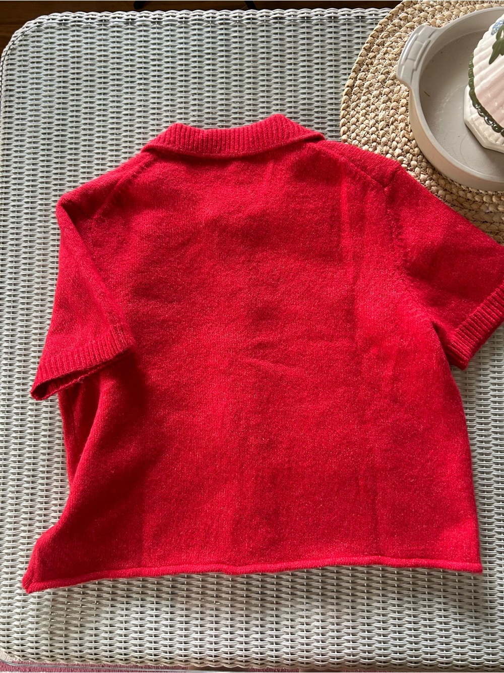 H&M Red Short-Sleeve Buttoned Knit Cardigan - Picture 3 of 4